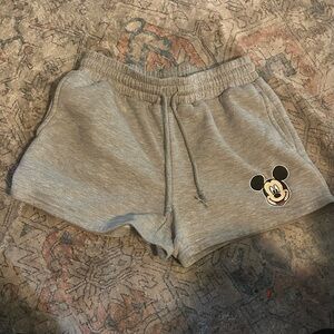 Disney Gray Women's Athletic Shorts with Mickey Mouse